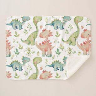 Cute playing dinosaurs  sherpa blanket