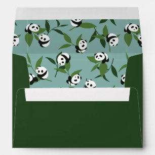 Cute Playing Panda in Green Garden Pattern Envelope