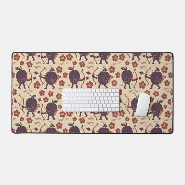Cute Plum Warrior Repeating  Desk Mat (Keyboard & Mouse)