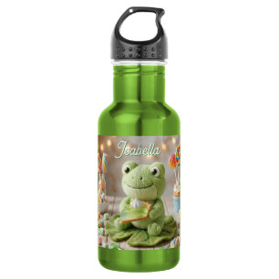 Cute Plush Frog holding Key Lime Pie Personalised 532 Ml Water Bottle