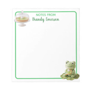 Cute Plush Frog holding Key Lime Pie Personalised Notepad