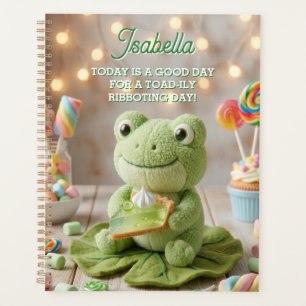 Cute Plush Frog holding Key Lime Pie Personalised Planner