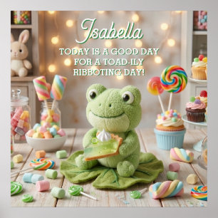 Cute Plush Frog holding Key Lime Pie Personalised  Poster