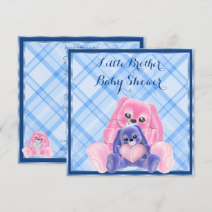 Cute Plushies Little Brother Baby Shower Invitation
