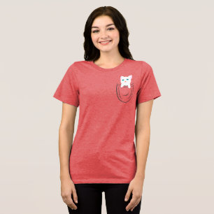 Cute Pocket Cat Minimal Illustration  Tri-Blend Shirt