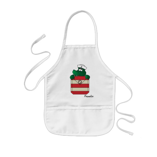 Cute Pocket Gator | Alligator Kids Apron (Front)