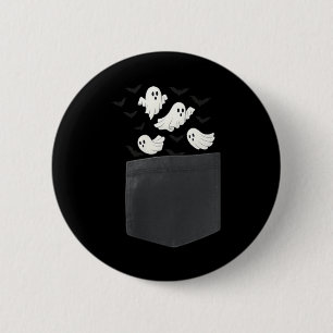 Cute Pocket Ghosts with Flying Bats Halloween 6 Cm Round Badge
