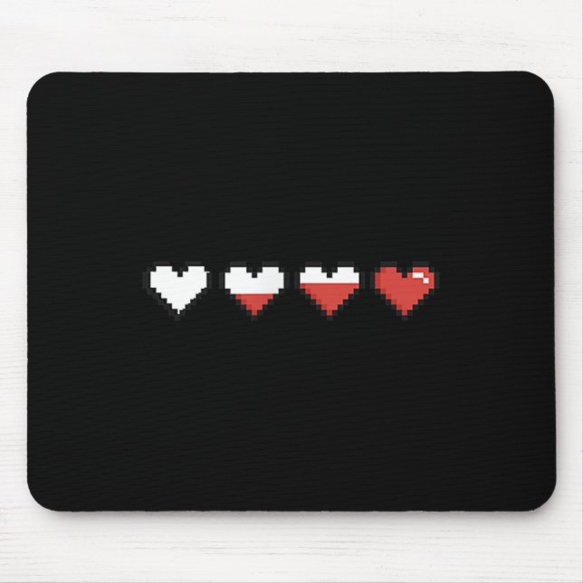 Cute Pocket Pixel Red Heart Valentine’s Day  Mouse Pad (Front)