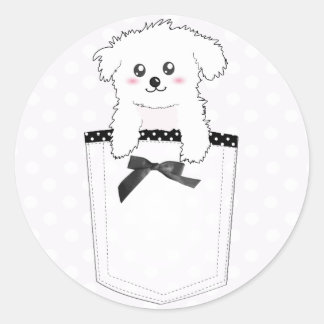 Cute Pocket Puppy Dog Classic Round Sticker