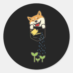 Cute Pocket Shiba Inu Shirt Dog Lover Plants Garde Classic Round Sticker
