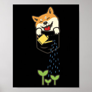 Cute Pocket Shiba Inu Shirt Dog Lover Plants Garde Poster