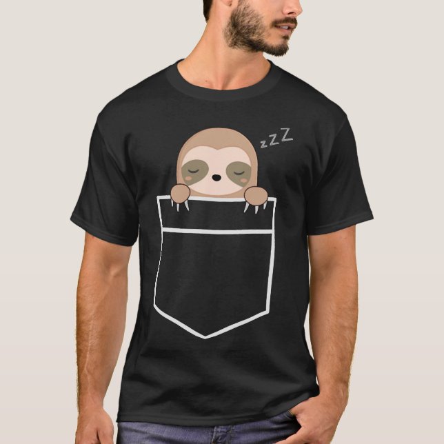 Cute Pocket Sloth T-Shirt (Front)