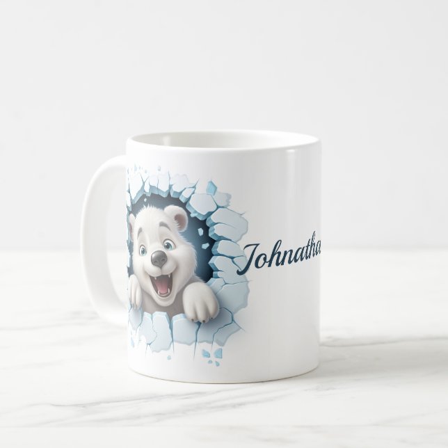 Cute Polar Bear 3D Christmas Coffee Mug (Front Left)