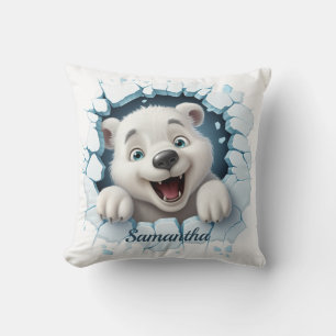 Cute Polar Bear 3D Christmas Cushion