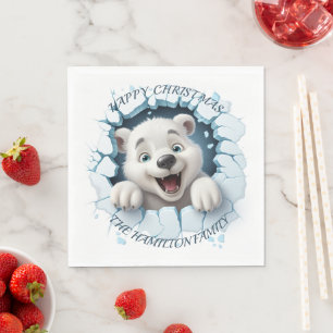 Cute Polar Bear 3D Christmas Napkin
