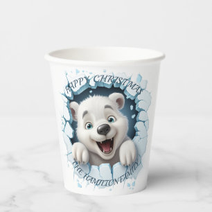 Cute Polar Bear 3D Christmas Paper Cups