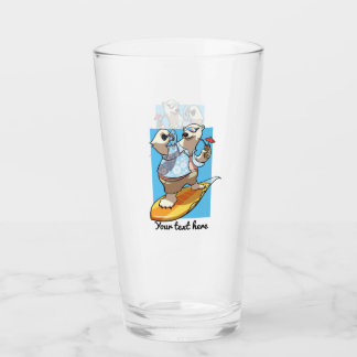 Cute Polar Bear Add Your Text Surfing Cartoon Glass