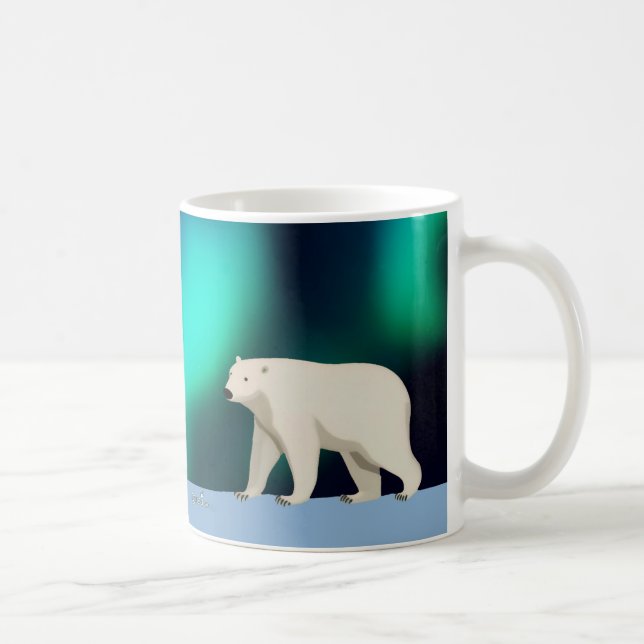 Cute Polar Bear and Northern Lights Coffee Mug (Right)
