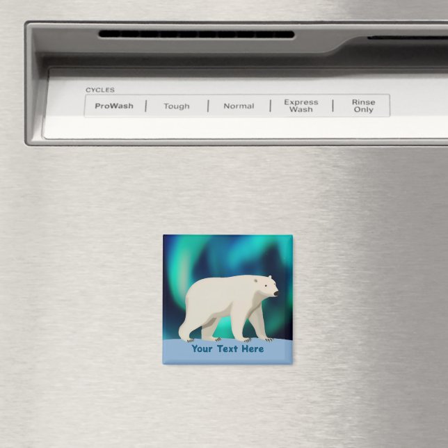 Cute Polar Bear and Northern Lights Magnet (In Situ (Dishwasher))
