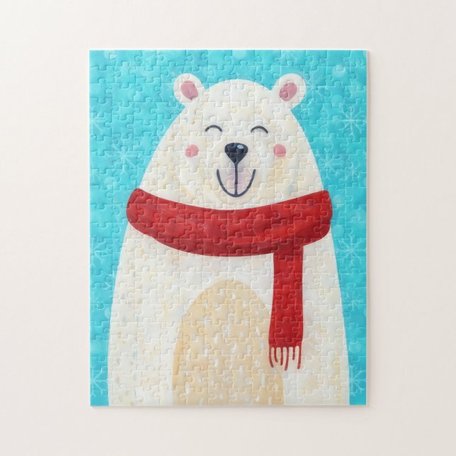 Cute Polar Bear Art Christmas Holiday Puzzle Art (Vertical)
