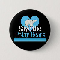 Cute Polar Bear Black Button