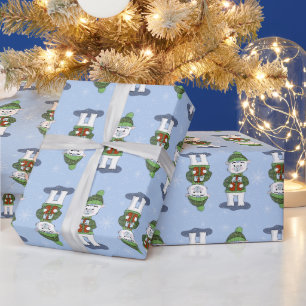 Cute Polar Bear Blue Holiday Wrapping Paper