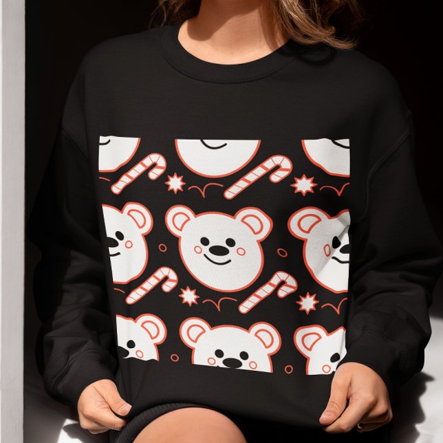 Cute Polar Bear & Candy Cane Christmas Sweatshirt  (Creator Uploaded)