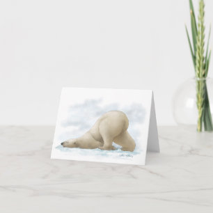 Cute Polar Bear Cartoon in the snow Thank You Card