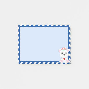 Cute Polar Bear Cartoon on Sky Blue Post-it Notes