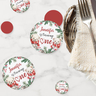 Cute Polar Bear Christmas 1st Birthday Confetti