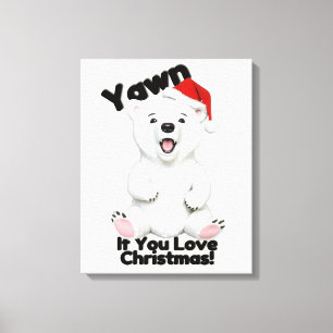 Cute Polar Bear Christmas Canvas Wall Art