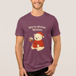 Cute Polar Bear Christmas – Cosy Winter Gift Desig Tri-Blend Shirt