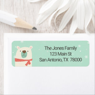 Cute Polar Bear Christmas Return Address