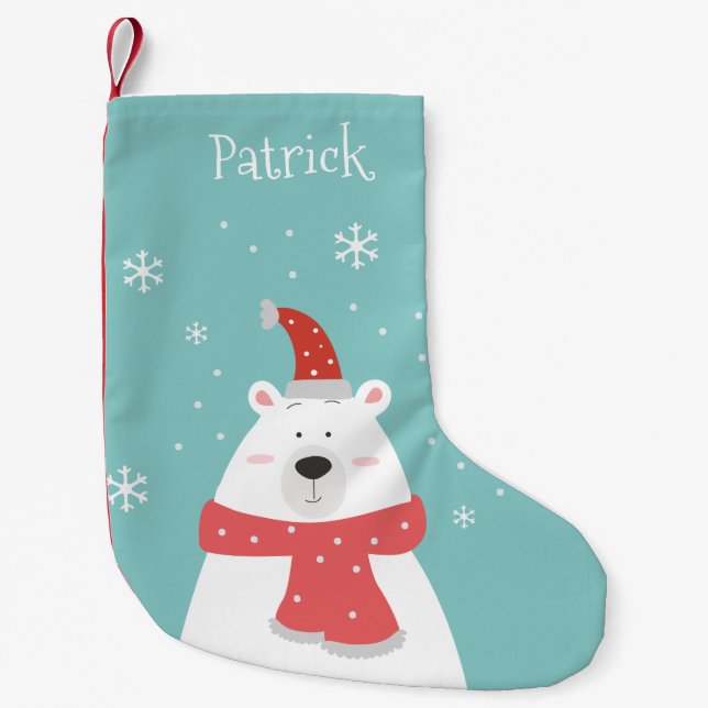 Cute Polar Bear Christmas Stocking (Front)