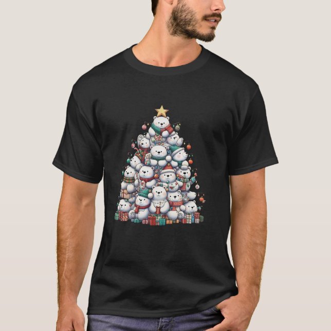 Cute Polar Bear Christmas Tree Womens Mens Kids Fu T-Shirt (Front)