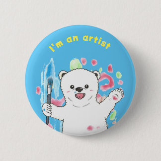 Cute Polar bear Colourful Fun Artist Art Blue 6 Cm Round Badge