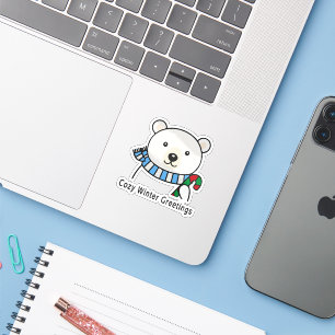 Cute Polar Bear "Cosy Winter Greetings"   Kawaii 