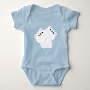 Cute Polar Bear Couple Baby Bodysuit