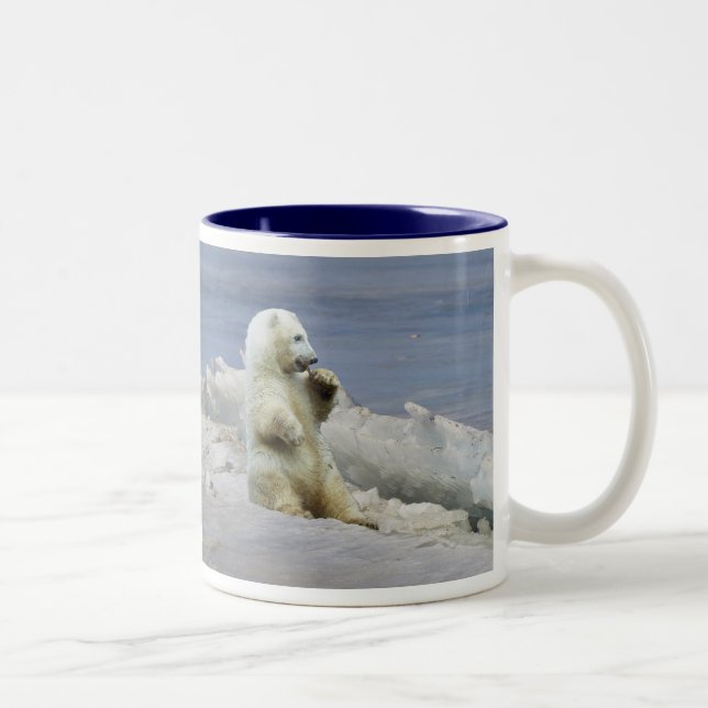 Cute Polar Bear Cub & Arctic Ice Coffee Cup (Right)