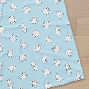 Cute Polar Bear Cubs - Icy Blue - Fleece Blanket