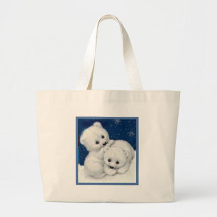 Cute Polar Bear Cubs Large Tote Bag