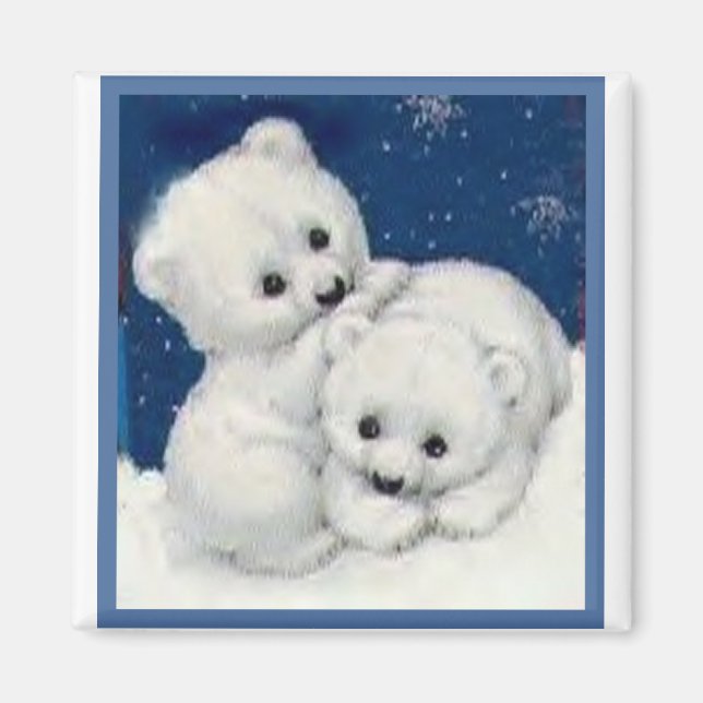 Cute Polar Bear Cubs Magnet (Front)