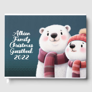 Cute Polar Bear Cubs Wearing Scarves Guest Book
