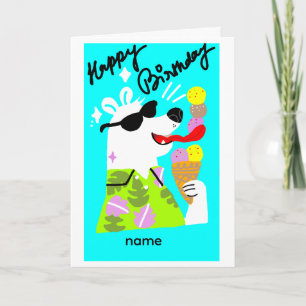 cute polar bear eating icecream birthday card