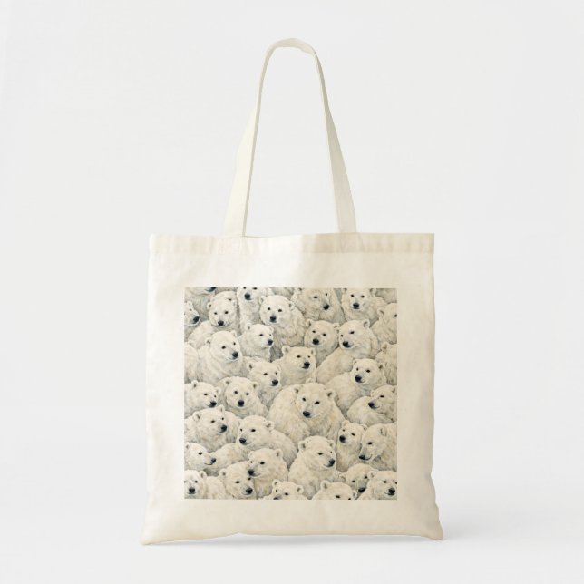 Cute Polar Bear Faces Pattern Tote Bag (Front)