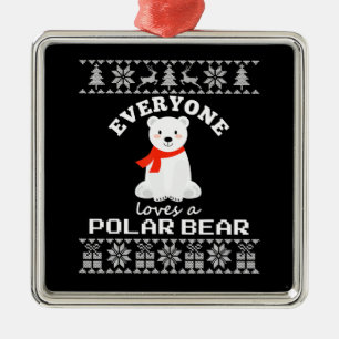 Cute Polar Bear Family Animal Lover Christmas Metal Tree Decoration