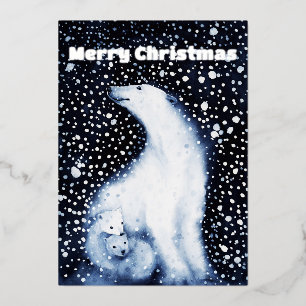 Cute Polar Bear Family Snowy Winter Christmas