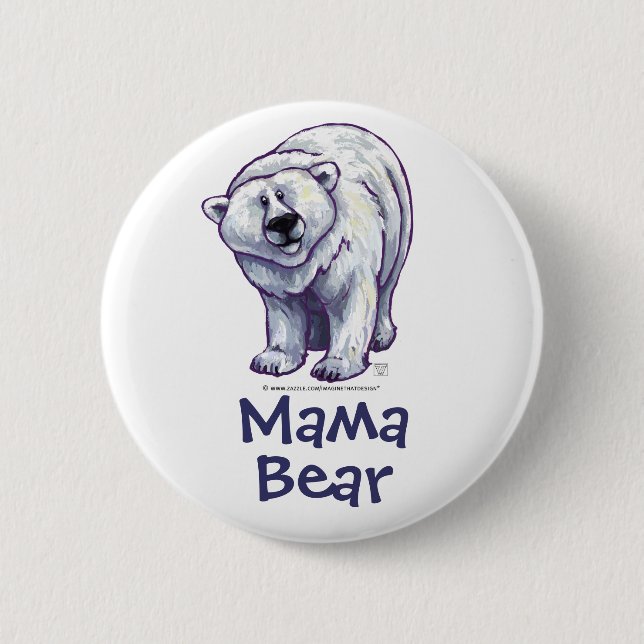 Cute Polar Bear for Mum 6 Cm Round Badge (Front)