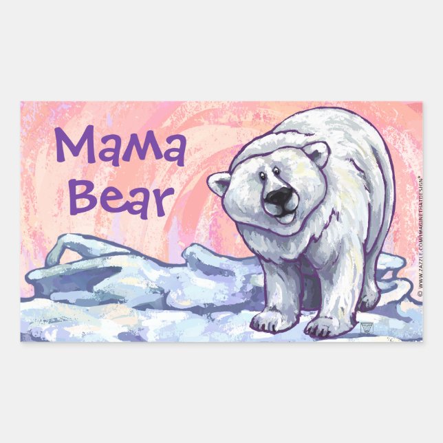 Cute Polar Bear for Mum Rectangular Sticker (Front)