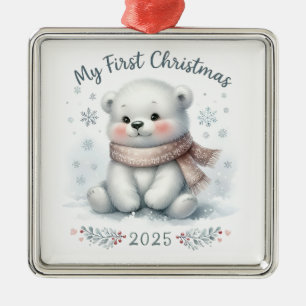CUTE POLAR BEAR FOR MY FIRST CHRISTMAS METAL TREE DECORATION